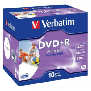DVD+R 4.7GB Verbatim 16x Inkjet white Full Surface 10er Jewel Case 43508