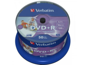DVD+R 4.7GB Verbatim 16x Inkjet white Full Surface 50er Cakebox 43512