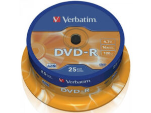 Pack de 25 DVD-R 4.7GB Verbatim 16x Cakebox 43522