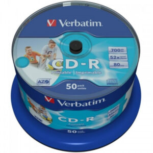 CD-R 80 Verbatim 52x DLP Inkjet white Full Surface 50er Cakebox 43438