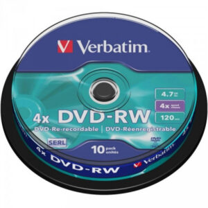 Pack de 10 DVD-RW 4.7GB Verbatim 4x Cakebox 43552