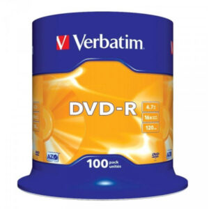 Pack de 100 DVD-R 4.7GB Verbatim 16x Cakebox 43549