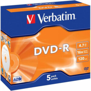 Pack de 5 DVD-R 4.7GB Verbatim 16x Jewel Case 43519