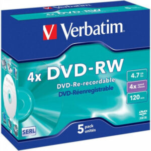 Pack de 5 DVD-RW 4.7GB Verbatim 4x Jewel Case 43285