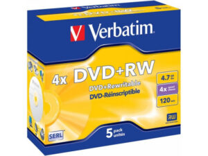 Pack de 5 DVD+RW 4.7GB Verbatim 4x  Jewel Case 43229
