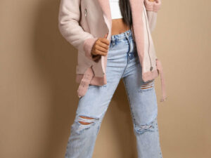Women's Oversized Pink Faux Fur Bomber Jacket - Shoppydeals