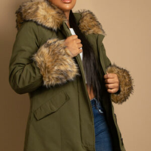 Thick Faux Fur Hooded Women's Parka - Shoppydeals