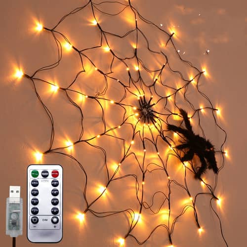 Led Spider Web Fairy Lights 5v Telecomando Halloween - Shoppydeals