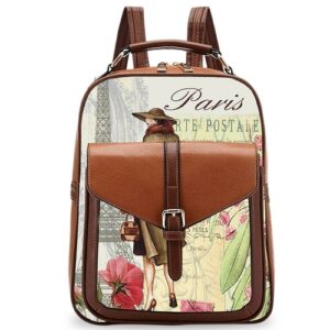 Lady in Paris Vegetable Leather Women's Backpack, OH Fashion, brown - Shoppydeals