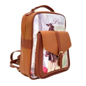 OH AC1234 OH Handbag Backpack European Dream Lady Paris Brown AV4