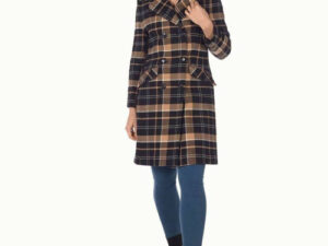 Brown/Red Plaid Double Breasted Women's Coat - Shoppydeals