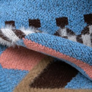 Geometric Print Leisure Sweater Cardigan Women Autumn Winter Long Sleeve Patchwork Sweater Casual Female Button Tops 5