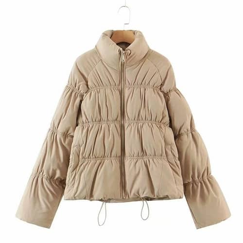Black Friday & Cyber Monday: Short beige down jacket for women - Shoppydeals