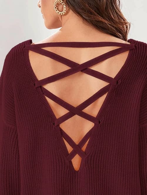 Black Friday & Cyber Monday: Off Shoulder Sweater for Women burgundy - Shoppydeals