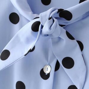 Women Polka Dot Blouses Casual Bow Tie Collar Long Sleeve Cute Ladies Tops Spring Autumn Female 3