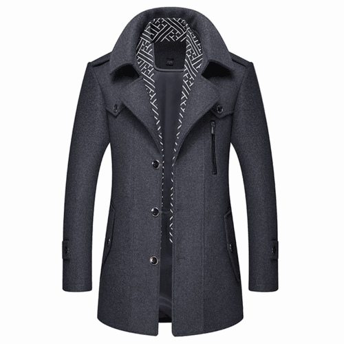 Black Friday & Cyber Monday : Manteaux en laine avec écharpe détachable homme Gris - Shoppydeals