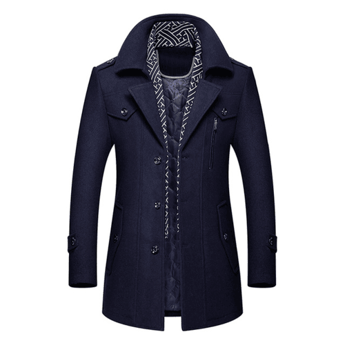 Black Friday & Cyber Monday : Manteaux en laine avec écharpe détachable homme Bleu - Shoppydeals