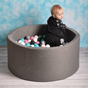 Gray Round Basin 90X40cm with More than 200 Balls Included - Shoppydeals.fr